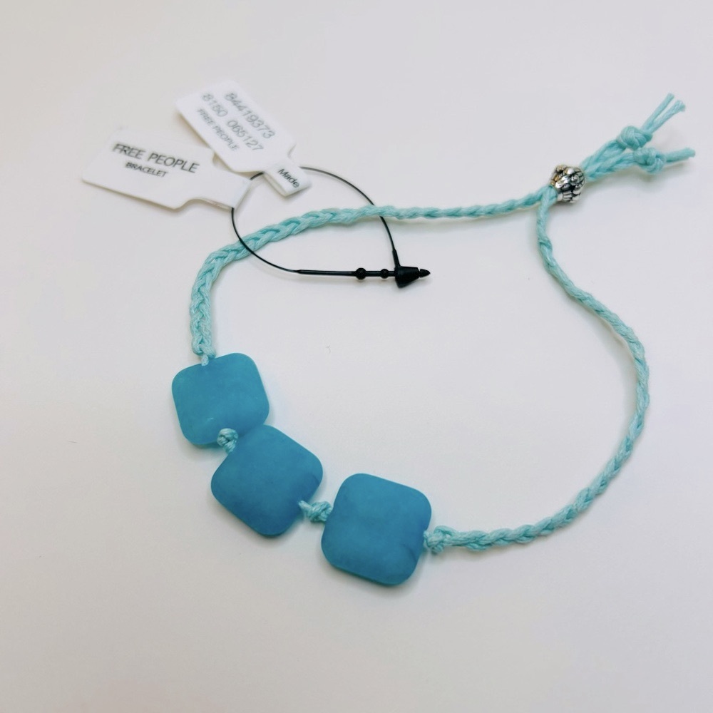 NWT Free People Woven Bracelet with Blue Stones